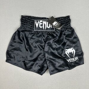 Venum Mens Large Classic Muay Thai Shorts Black White 5" Inseam Kickboxing New